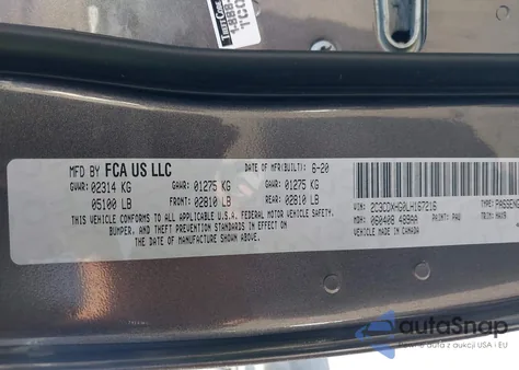 2020 Dodge Charger Gt из США, поврежденный, VIN 2C3CDXHG0LH167216